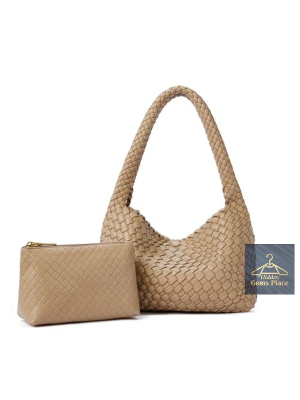Vegan Leather Hand-Woven Hobo Shoulder Bag Tote Purse 2PS